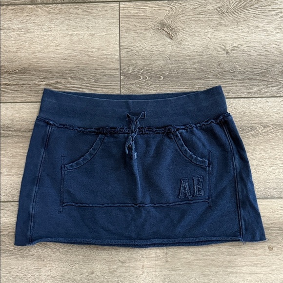 Y2k American eagle blue terry cotton mini skirt large - Picture 2 of 5